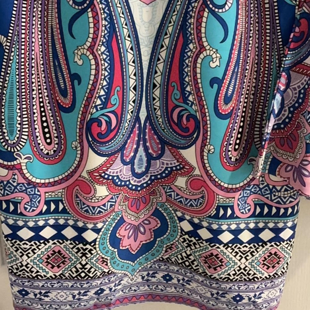NWOT Pink Owl Apparel Paisley Multicolor Dress w/ Unique Shaped Bell Sleeves - Picture 6 of 15